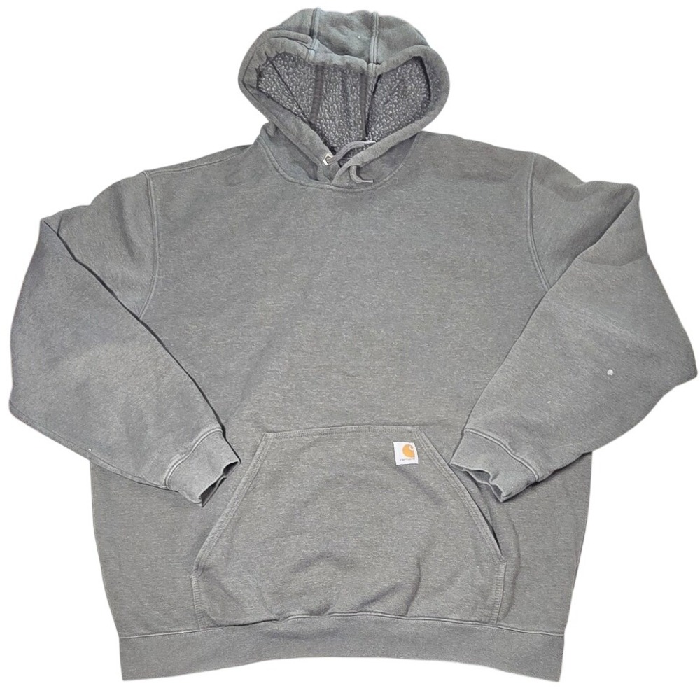 Carhartt Loose Fit Gray Pullover Hoodie Sweatshirt Mens 2XL Workwear Hooded